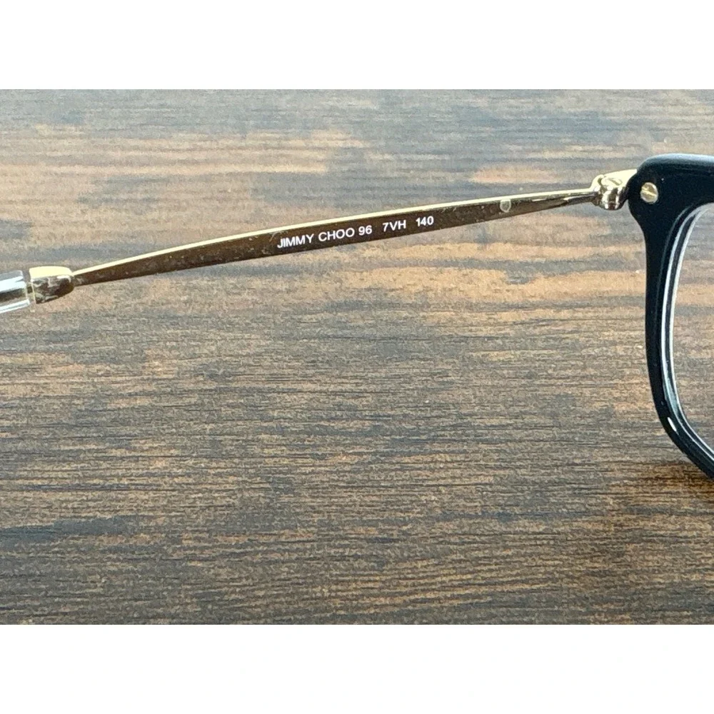 Jimmy Choo 96 7VH Black Gold Cat Eye Eyeglasses Frames Women 52-16-140 Italy
